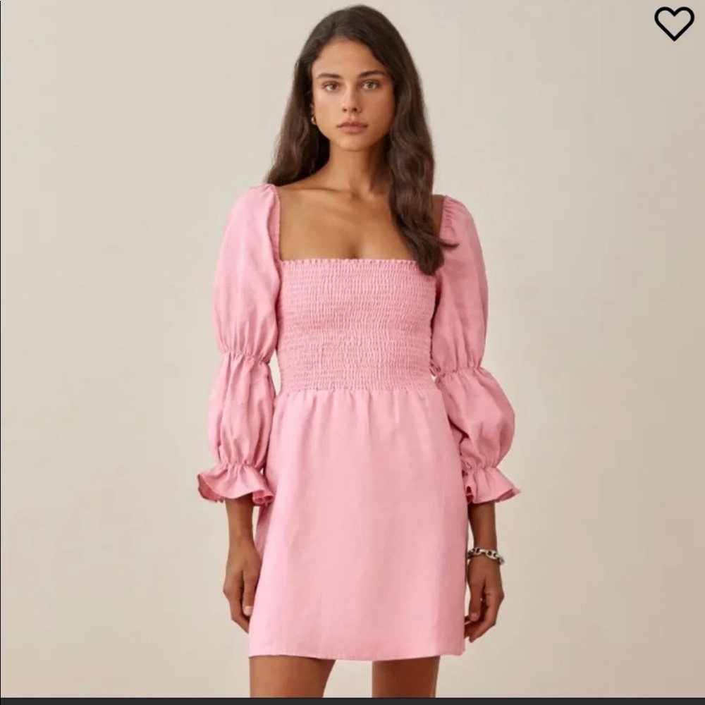 NWT Reformation Zoya Linen Dress in Carnations (pink) size small